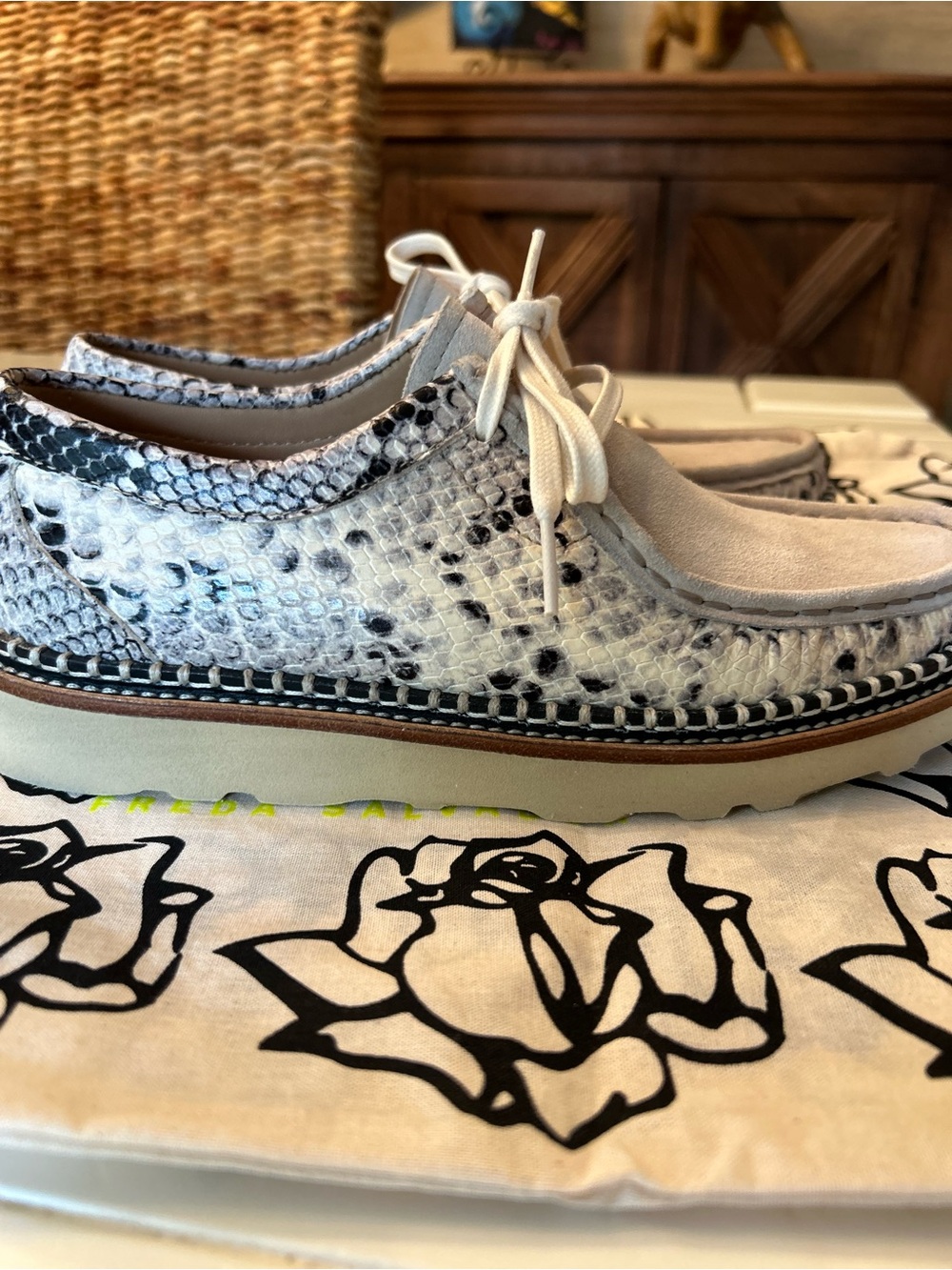 Freda Salvador Willow Lug Snakeskin Moccasin - Picture 4 of 8